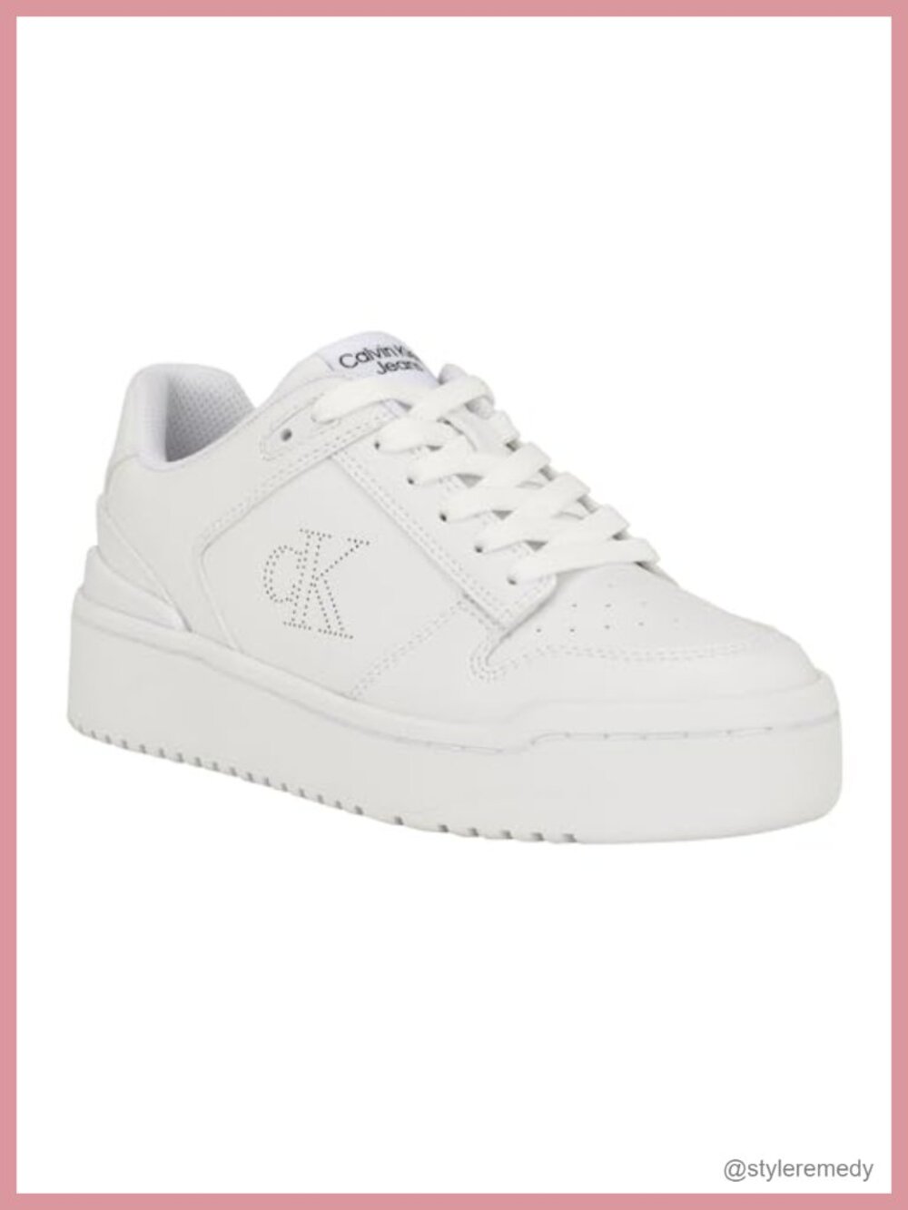 Calvin Klein Ashier Faux Leather Platform Sneakers Lace Up Casual